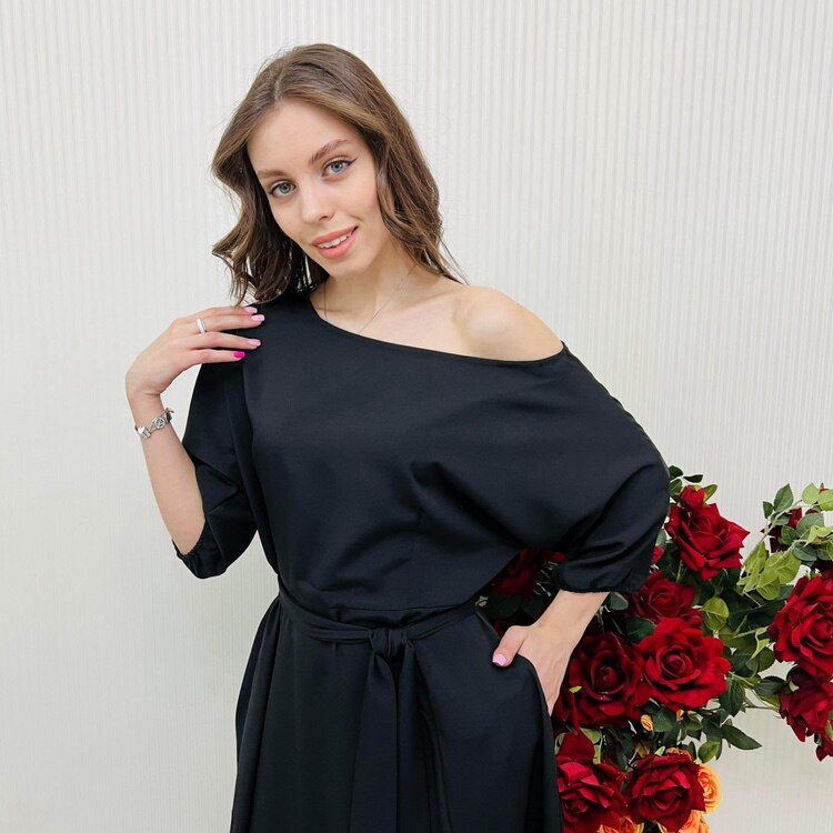 2023 Spring Elegant Women's Long Formal Dress Black Lace Up Off Shoulder A-line Dresses Female New Occasion Evening Clothes Lady