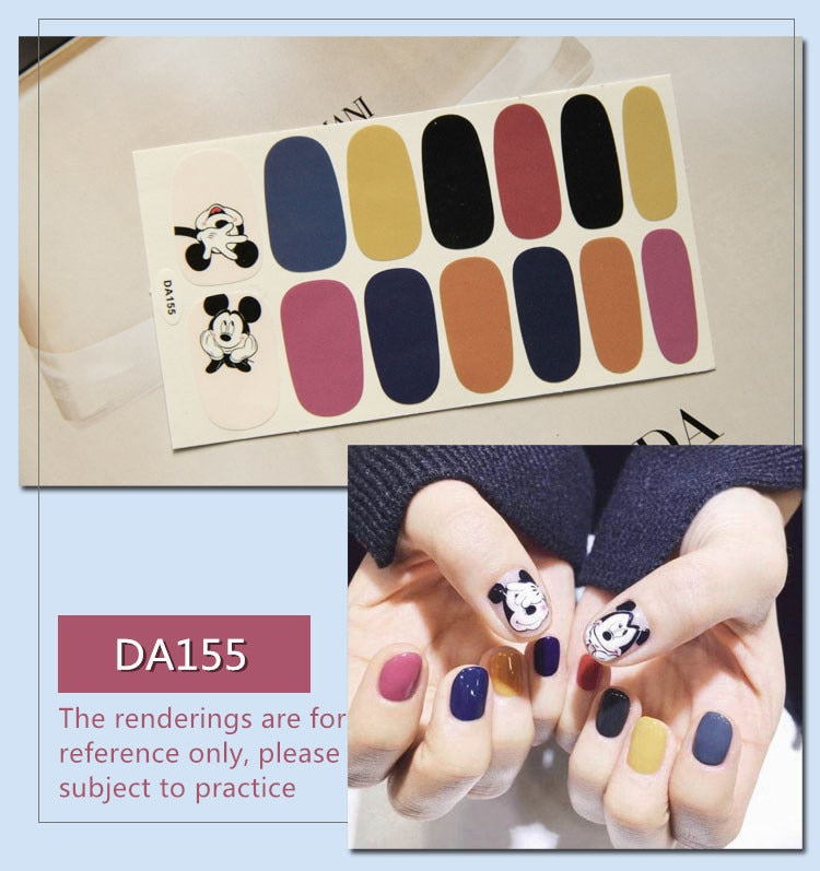 Full Cover Wraps Nail Polish Stickers Strips Plain Nail Art Decorations Heart Designs Glitter Powder Manicure Tips