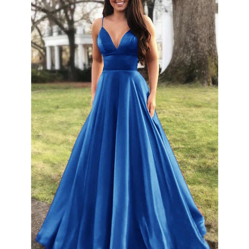 Dresses for Women Elegant Sexy Wedding Party Prom V-neck Sleeveless Sling Backless Satin Maxi Red Plus Size Clothes