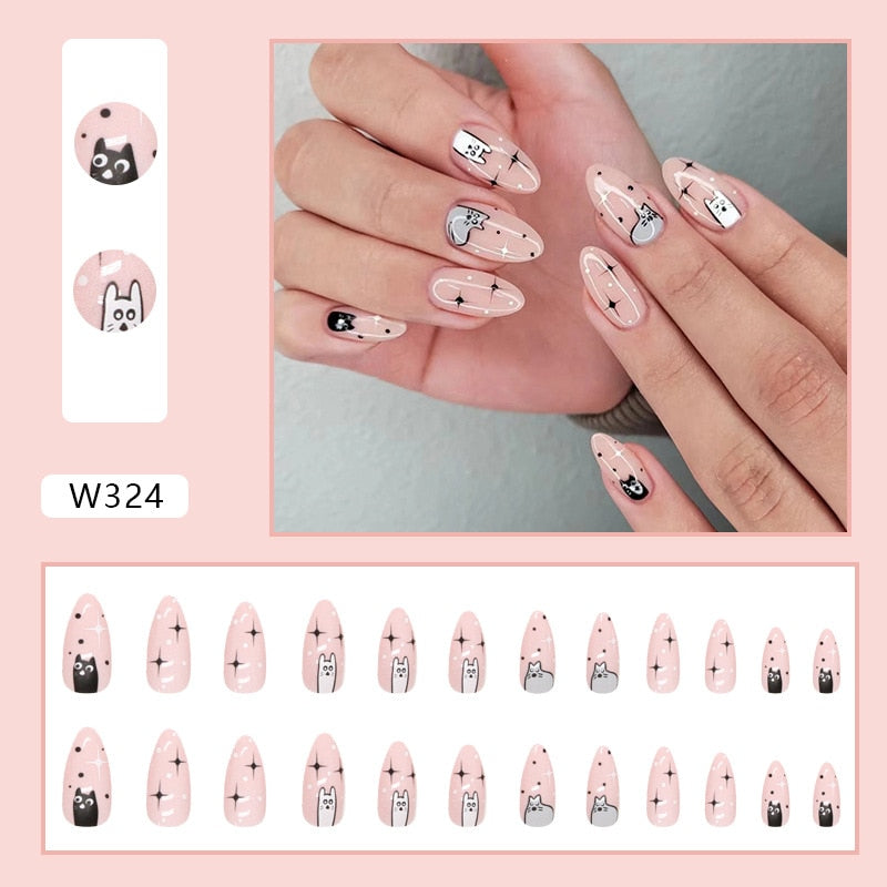 Natural False Nail Tips with French Style 24 pcs Press on Fake Nails for Beauty Salon