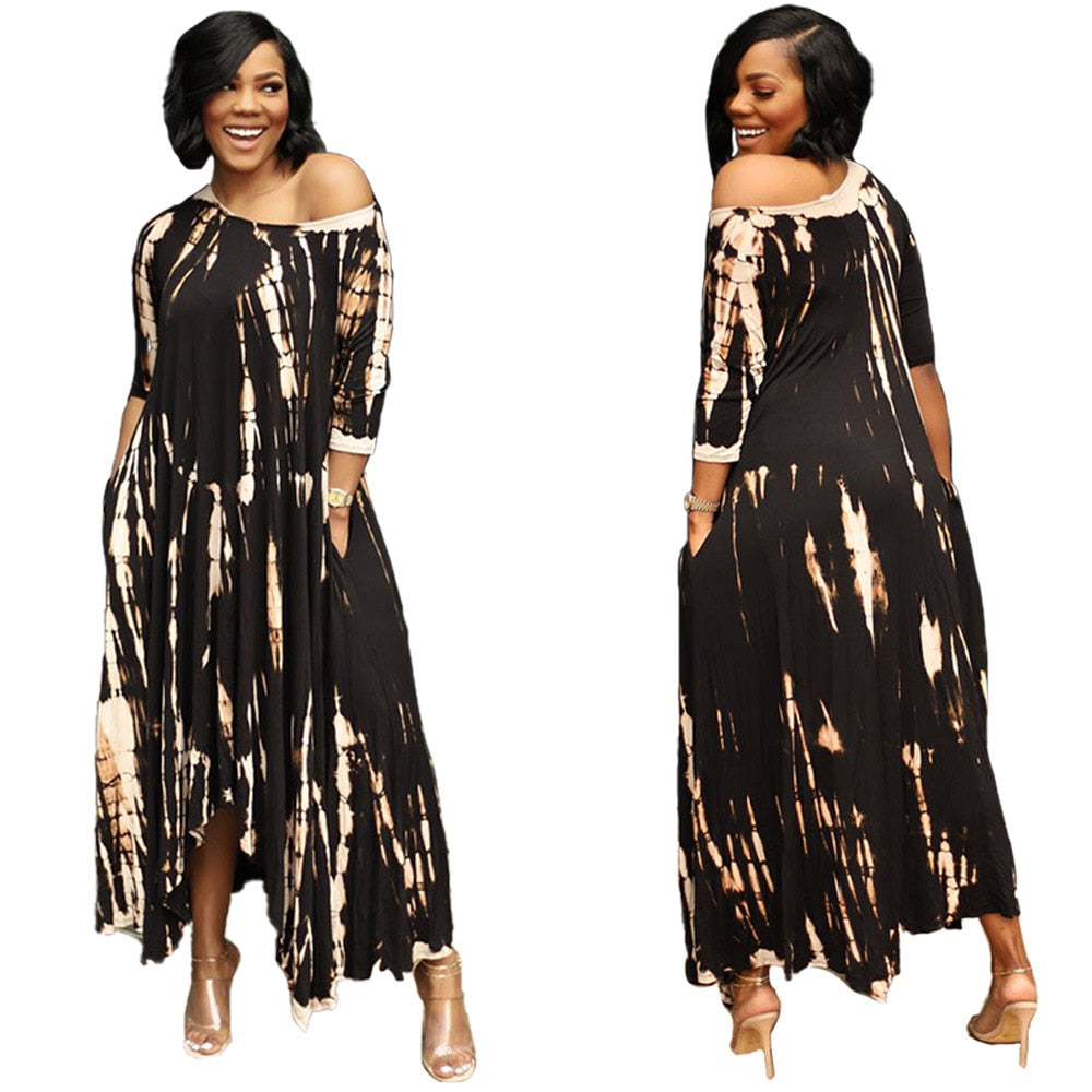 Split Pockets Tie Dye Long Dress