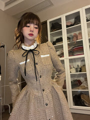 Autumn Elegant Y2k Mini Dress Women Casual Vintage Short Party Dress Female Long Sleeve One Piece Dress Korean Fashion