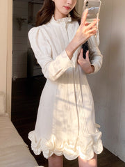 2023 Spring French Elegant White Mini Dress Women Causal Vintage Even Party Dress Office Lady One Piece Dress Korean Style
