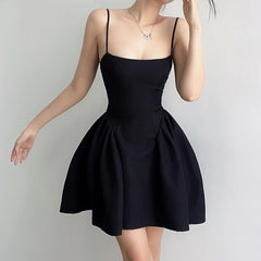 Basic Slim Slash Neck Sleeveless Mini Dresses