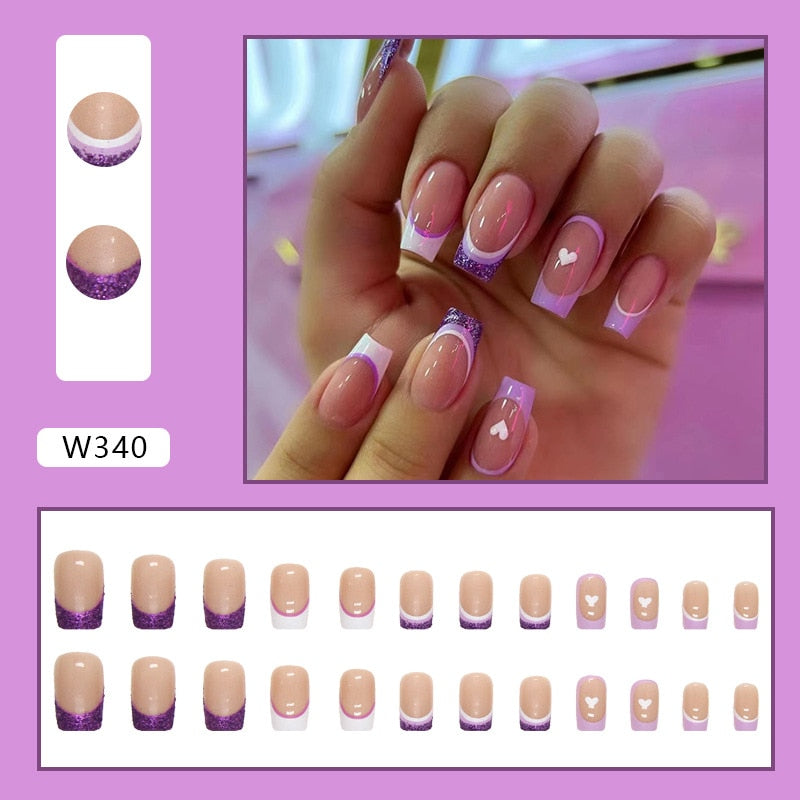 Natural False Nail Tips with French Style 24 pcs Press on Fake Nails for Beauty Salon