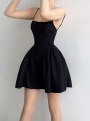 Basic Slim Slash Neck Sleeveless Mini Dresses