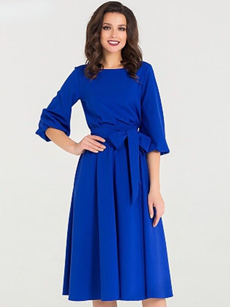 2023 Summer Dress Women&#39;s Vintage Dress Round Neck Long Sleeve Elegant Lace Up Solid Color New Green Maxi Dresses for Women