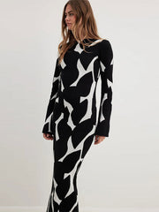 Fashion Leopard Print Women Slim Dress Striped Long Sleeve O Neck High Waist Female Dresses 2023 Spring Wave Party Evening Robe