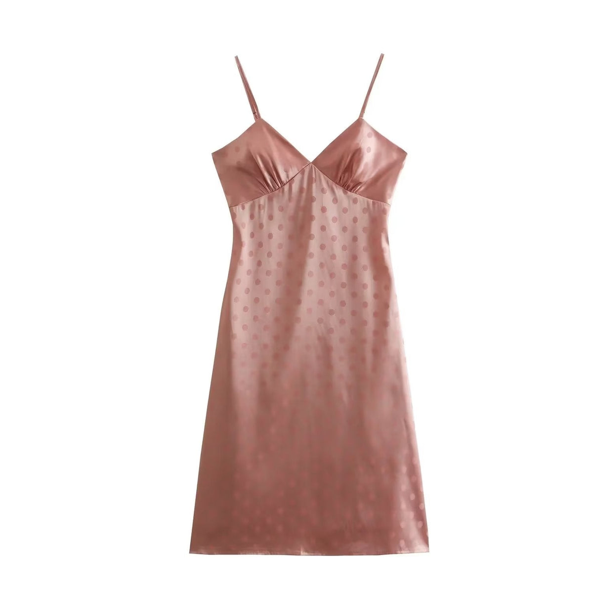2023 Summer Women Vintage Polka Dot Satin Sling Dress Sexy Sleeveless V Neck Ladies Knee Length Dresses