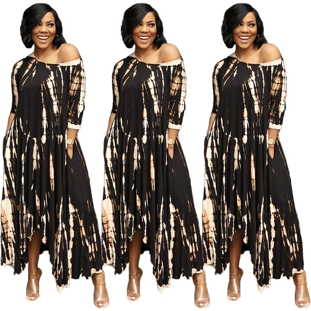 Split Pockets Tie Dye Long Dress