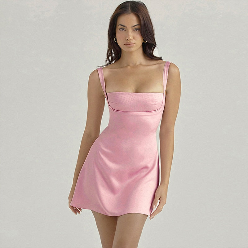 A Line Bustier Dress Pink