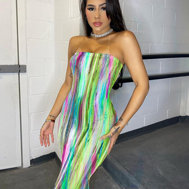 Hoobd Sexy Print Maxi Dresses Ladies Elegant Bodycon Women Dress Vintage Robe Femme Party Bandage Long Dress Woman Clothes Vestidos