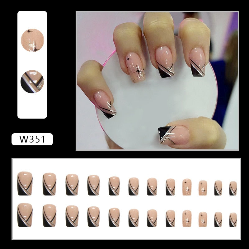 Natural False Nail Tips with French Style 24 pcs Press on Fake Nails for Beauty Salon