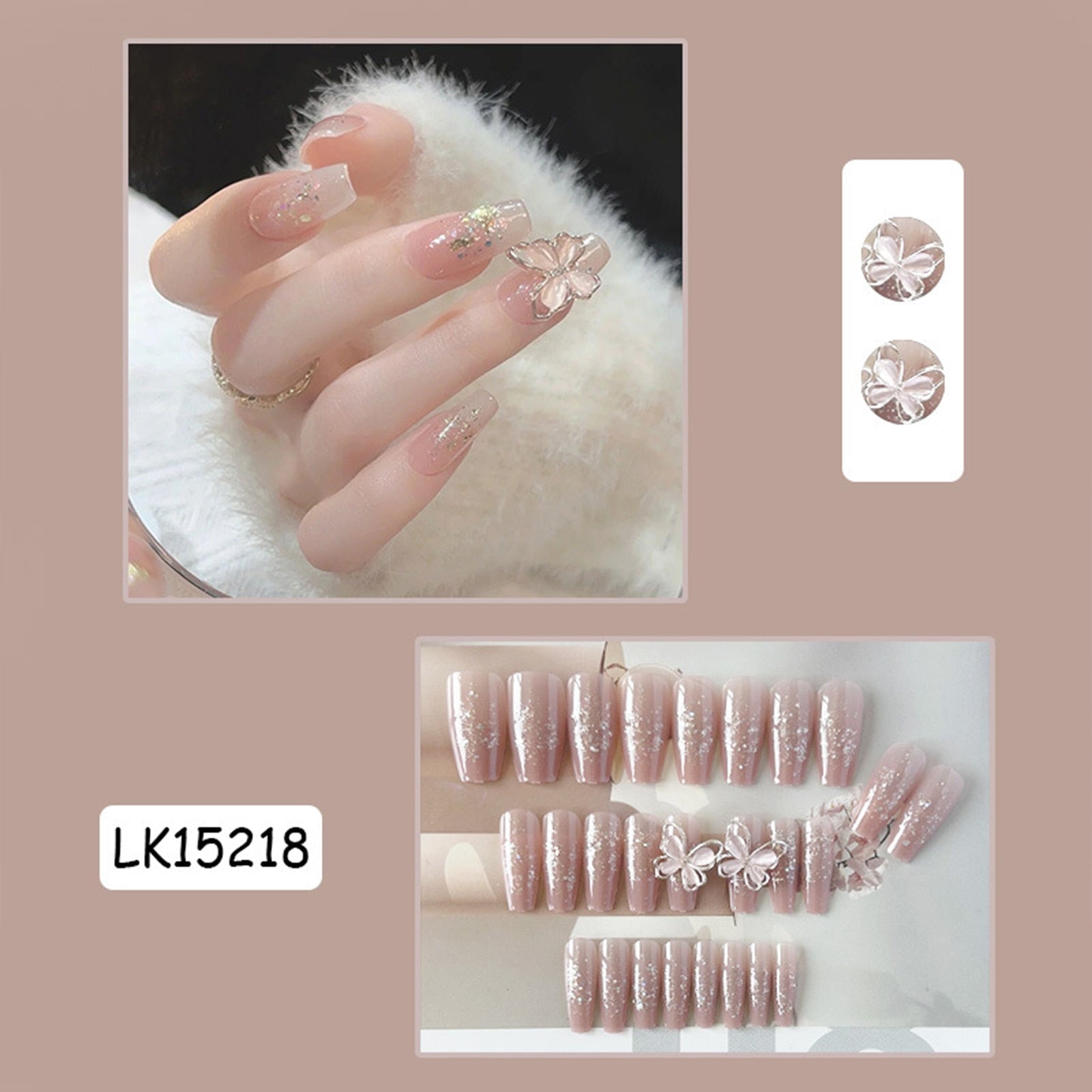 24Pcs Super Shiny False Nails 3D Drop Diamond y2k Mid-length Coffin Ballet Fake Nails Full Finished Fake Nail Patches For Girls