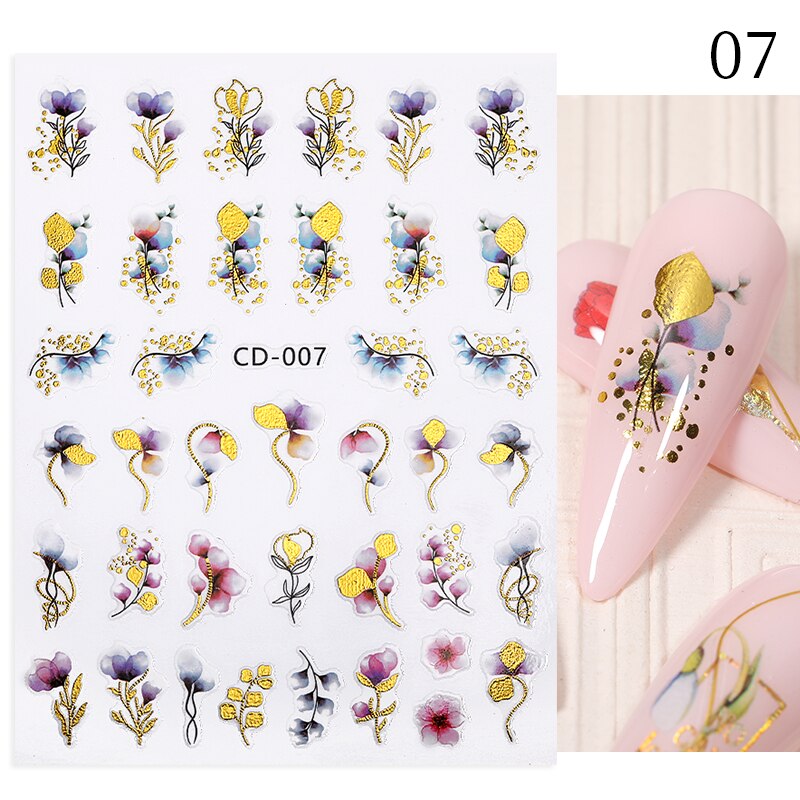 Hoobd1pcs Gold iridescent Maple Leaf 3D Nail Sticker Fall Autumn Pattern Adhesive Transfer Stickers Shiny DIY Nail Art Decoration