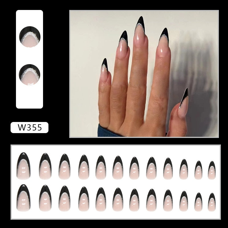 Natural False Nail Tips with French Style 24 pcs Press on Fake Nails for Beauty Salon