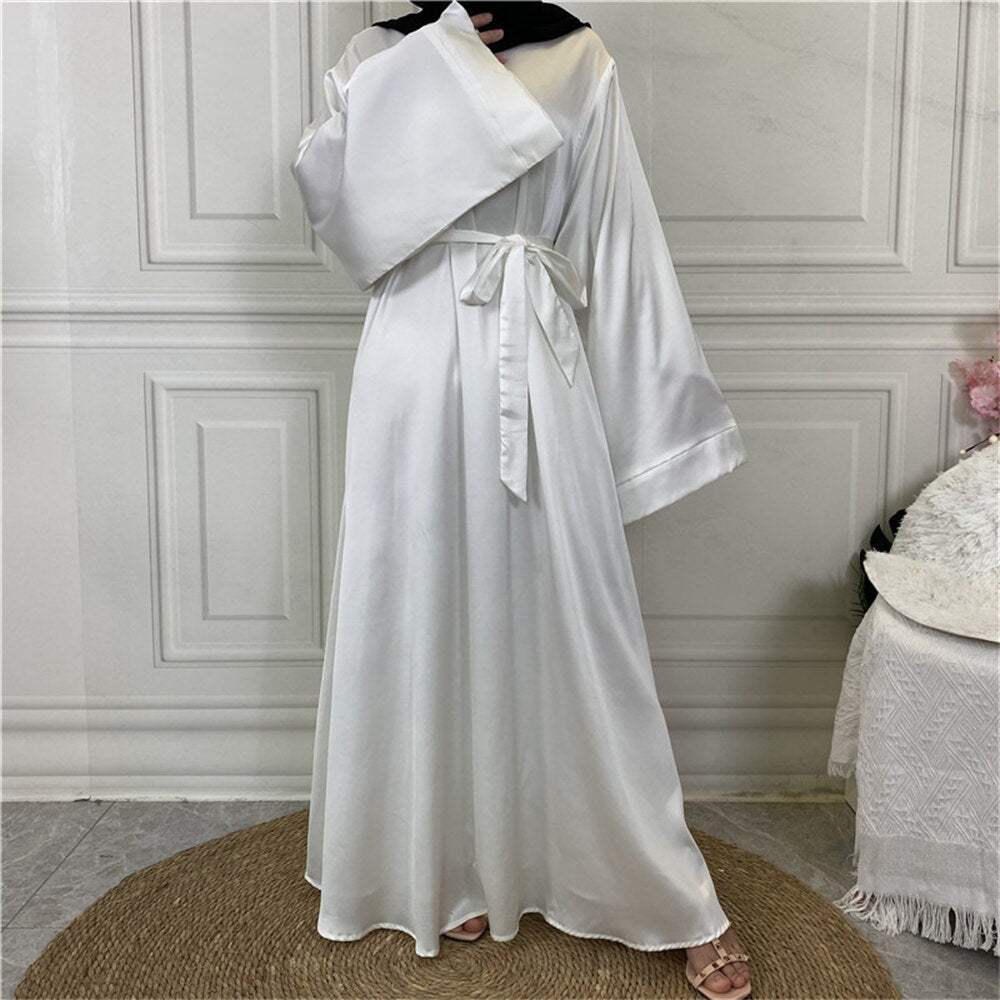 Hoobd Satin Abaya Dubai Turkey Muslim Fashion Hijab Modest Dress Kaftan Islam African Dresses For Women Vestido Robe Musulman De Mode