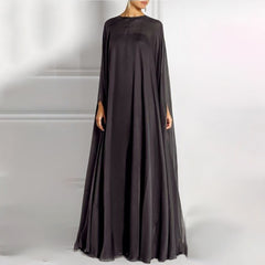 Female Elegant Party Black Simple Two Pieces Inner Slip Dress+See Through Outer Cape Maxi Dresses For Women 2023 New