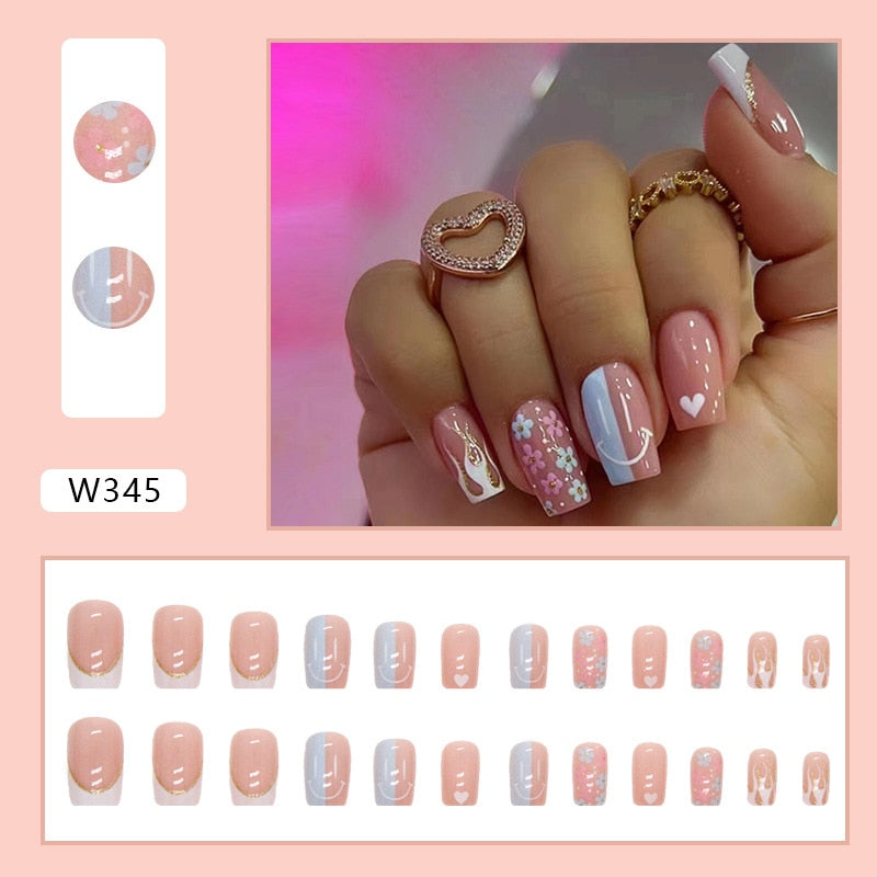 Natural False Nail Tips with French Style 24 pcs Press on Fake Nails for Beauty Salon