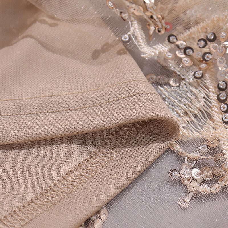Hoobd2023 Elegant Luxury Women's Sequin Tassel Evening Dresses Sexy V-neck Spaghetti Strap Backless Short Birthday Party Slip Dress