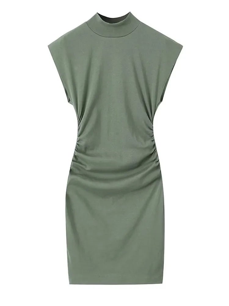 Women Fashion Sexy Midi Dress 2024 Elegant O-Neck Split Sleeveless Slim Dresses Streetwear High Waist Bodycon Vestidos Robes