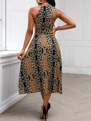 Hoobd Women Fashion Clubwear Elegant Sexy Dress Club  Sleeveless Baroque Print Sleeveless Midi Dress