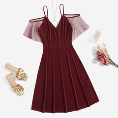 Glitter Off Shoulder Plus Size 4xl Midi Dress Women's A Line Elegant Summer 2023 Large Solid Clothing Prom Evening Party Dresses