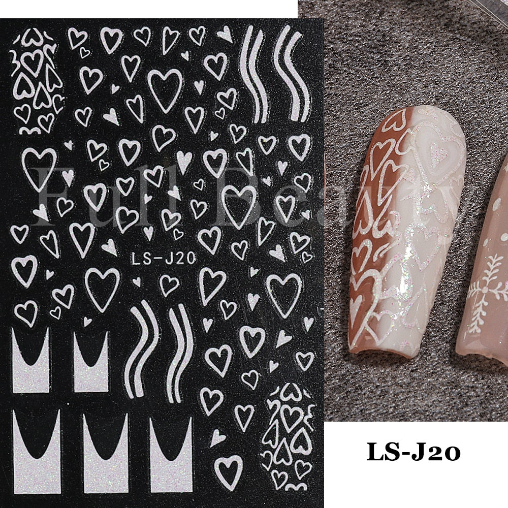 Christmas Nail Sticker 3D Reflective Shiny Glitter Gold Silver Snowflake Elk Bells Decal Slider For Manicure Decoration NLLS-J24