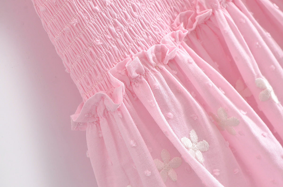 Hoobd High Quality 2023 Summer Pink Short Sleeve Women Ruffled Mini Dress