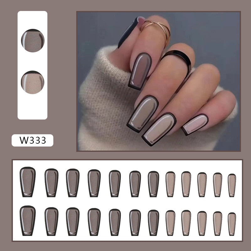 Natural False Nail Tips with French Style 24 pcs Press on Fake Nails for Beauty Salon