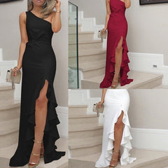 Elegant One Shoulder Bandage Dress Sexy Sleeveless Bodycon Club Celebrity Evening Runway Party Long Outfits Women Dresses