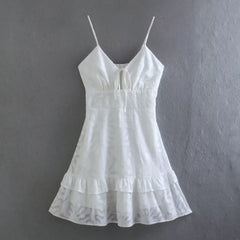 2023 Summer Women White Sling Sexy Chiffon Dress Sleeveless Fashion Mini Ladies Dresses