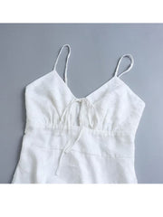 2023 Summer Women White Sling Sexy Chiffon Dress Sleeveless Fashion Mini Ladies Dresses
