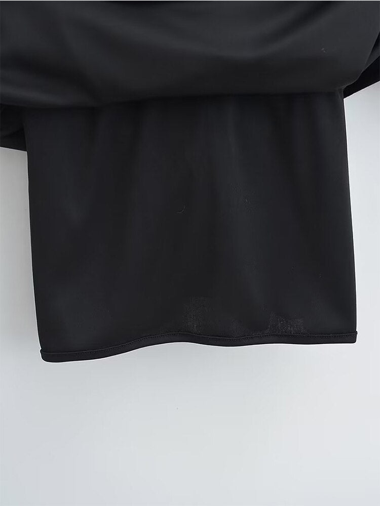 Hoobd New Spring 2023 Women Long Sleeve V Neck Ruched Velvet Mini Dress Vintage Ladies Sexy Vestido