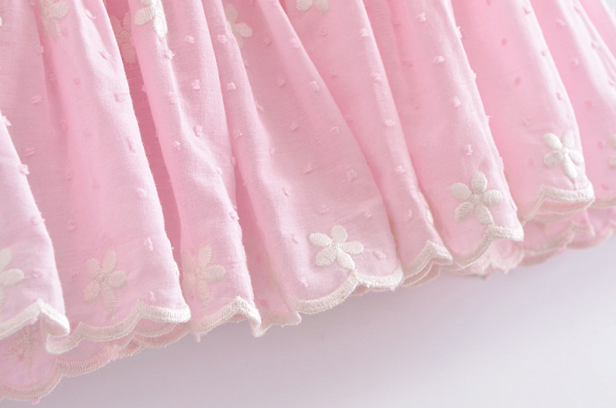 Hoobd High Quality 2023 Summer Pink Short Sleeve Women Ruffled Mini Dress