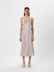 Women Vintage Elegant Satin All match Slim Party Dress Sleeveless Sexy V neck Solid High Street Casual Dress 2023 Summer New
