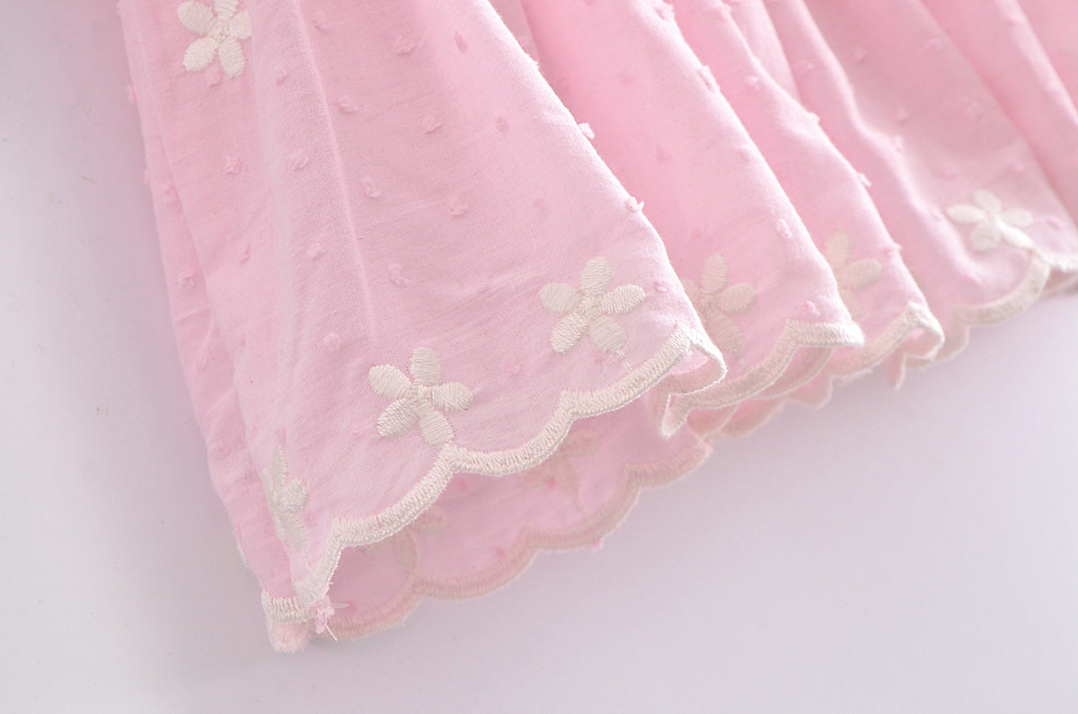 Hoobd High Quality 2023 Summer Pink Short Sleeve Women Ruffled Mini Dress
