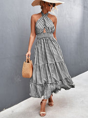 Summer Cross Halter Long Dress