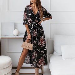 Sexy V Neck Ruffle Sleeves Lace Up Wrap Dress