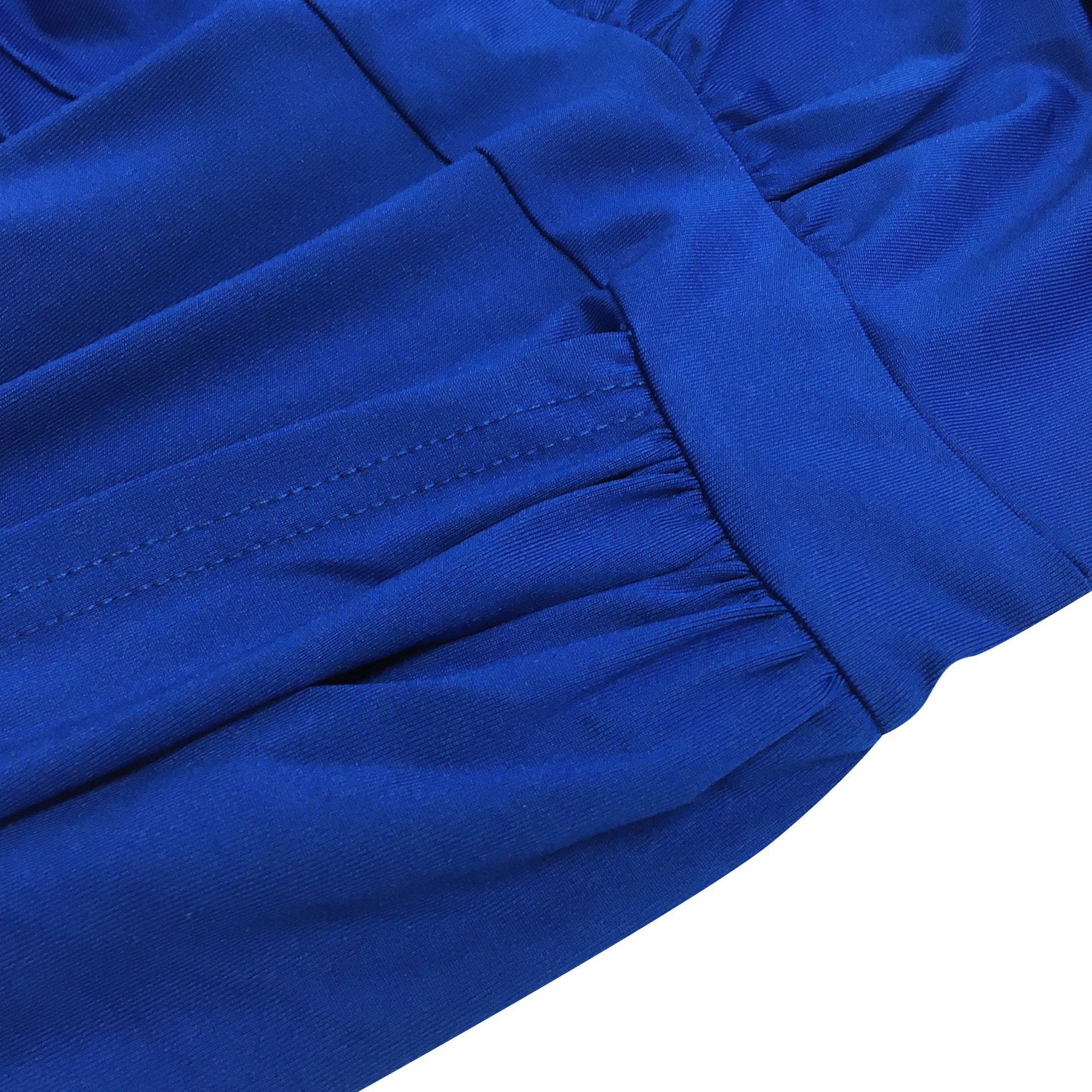 Hoobd Fall Party Dresses For Women 2023 Fashion Royal Blue Single Sleeve Long Strap Accent Mini Dresses Summer Womens Ruched Bodycon Party Dress Sexy Clubwear