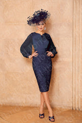 Hoobd Exquisite Dusty Pink Mother of the Bride Dresses Lace Tea Length Mother Dresses Long Sleeves Wedding Party Gowns Latest On Sale