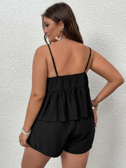 Women 2023 Summer Plus Size 4XL 2 Piece Set Cropped Tops & Shorts Pants Pink Casual Suits Print Large Size Camisoles Solid Sets