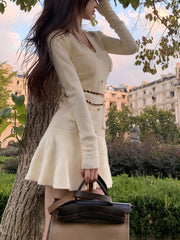 Knitted Sweater Dress Women Long Sleeve Slim Body Y2k Mini Dress Office Lady Elegant One Piece Dress Korean Fashion Autumn