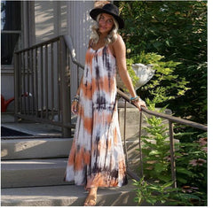 Femme Casual Long Summer Dress Printing Fashion Pad Dyeing Strapless Loose Women's One Piece Dress Oversized Gothic Maxi Dress