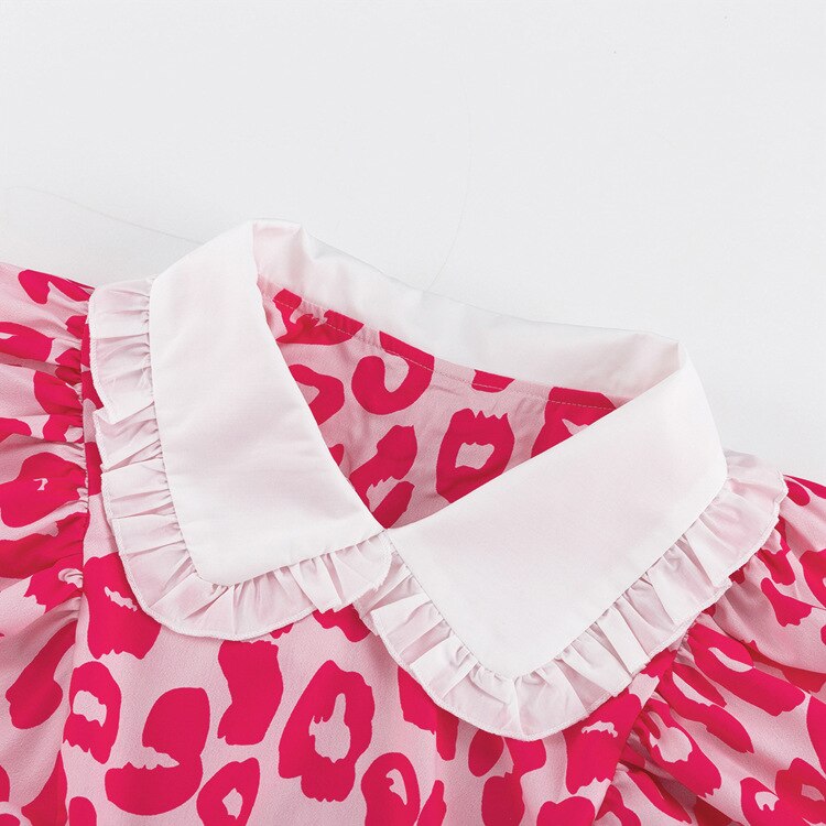 Fashion Sweet Girls Long Sleeve High Waist Printed Short Dress Y2K Streetwear Women's 2023 Spring Loose A-line Beach Dresses