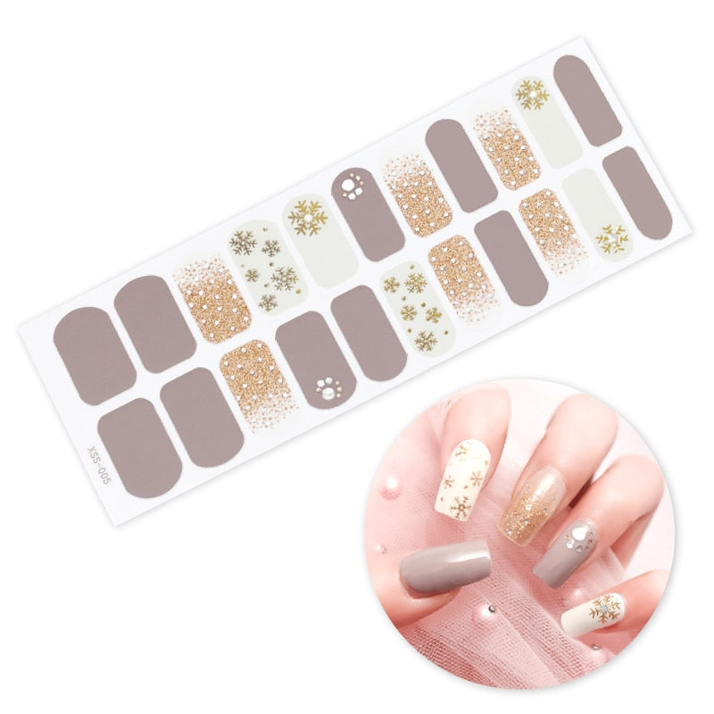 New Year Nail Stickers Snowflate 3D Manicure Decals Self Adhesive Nail Polish Stickers for Nail Art Decorations Christmas