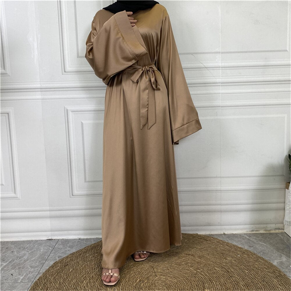 Hoobd Satin Abaya Dubai Turkey Muslim Fashion Hijab Modest Dress Kaftan Islam African Dresses For Women Vestido Robe Musulman De Mode