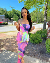 Hoobd Sexy Print Maxi Dresses Ladies Elegant Bodycon Women Dress Vintage Robe Femme Party Bandage Long Dress Woman Clothes Vestidos