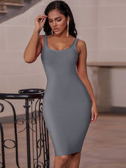 Elegant Sleeveless Bodycon Bandage Dress for Women 2023 Summer Basic Green Sexy Dresses Roung Neck Evening Club Party Dress Midi