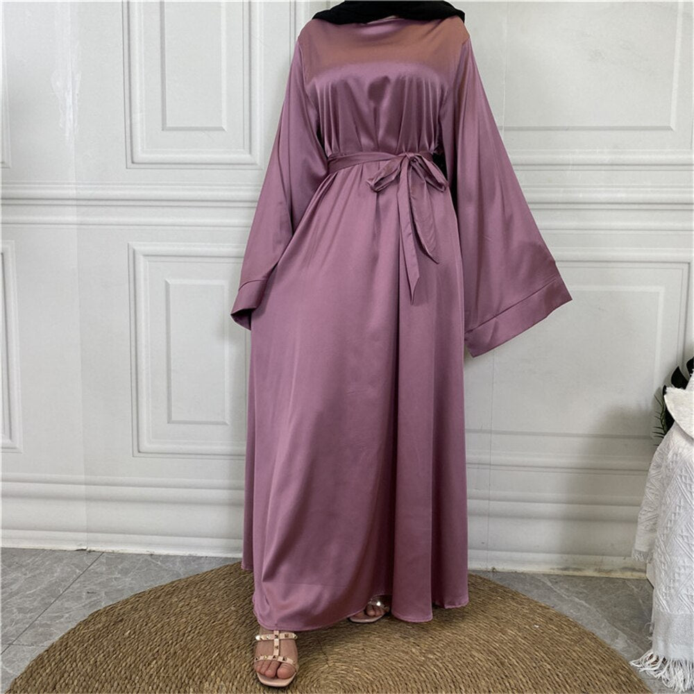 Hoobd Satin Abaya Dubai Turkey Muslim Fashion Hijab Modest Dress Kaftan Islam African Dresses For Women Vestido Robe Musulman De Mode